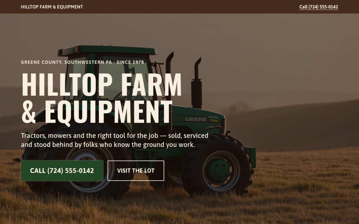 Hilltop Farm & Equipment website