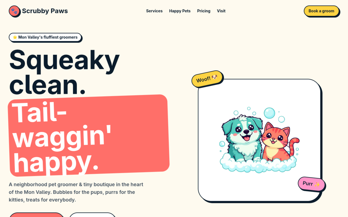 Scrubby Paws website