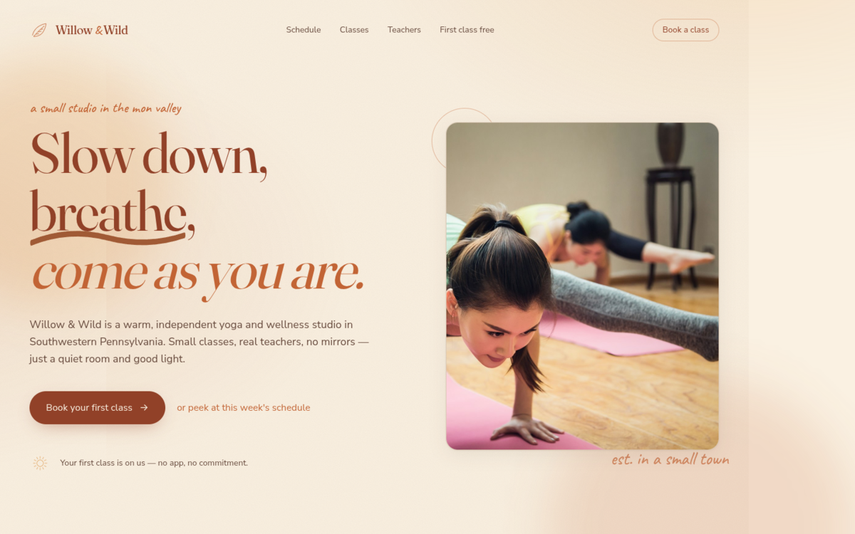 Willow & Wild Yoga website